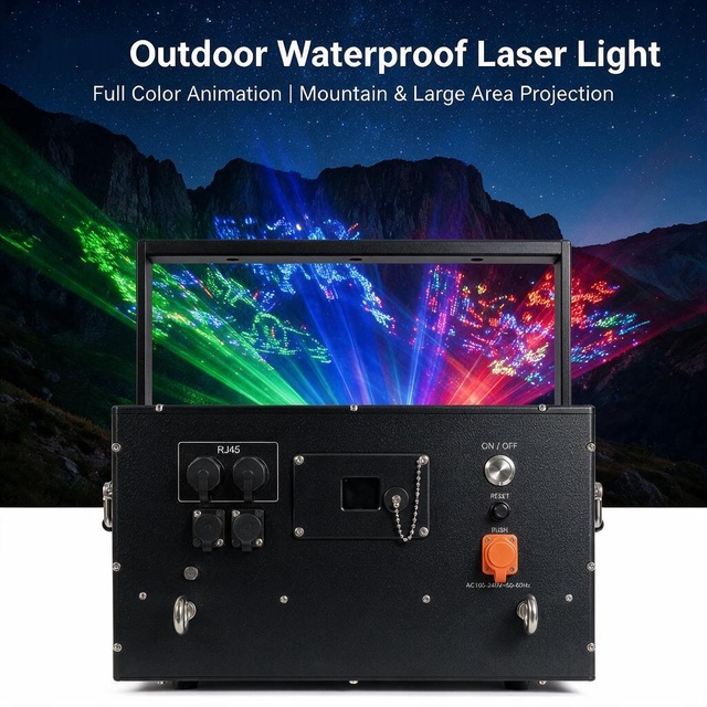 RGB Animation 60W Laser Projector Outdoor Waterproof IP65 Stage Light DMX512/FB4/Sound-Activated APP Control Aluminum Alloy