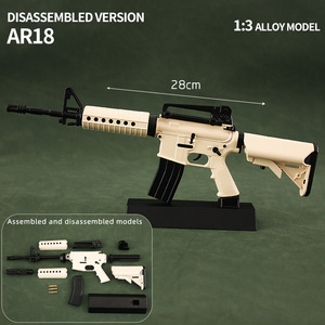 โมเดลปืนไรเฟิลสไนเปอร์ AR 15 และ AR 18 สีดำ ทำจากโลหะ ประกอบเองได้ พร้อมฐานโลหะและไม้ ของเล่นโมเดลปืน ของเล่นทหาร - Product Image 4