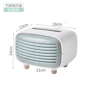 Boîte à mouchoirs en plastique en forme de radio rétro, support de serviettes pour table de salon, vente en gros - Product Image 3