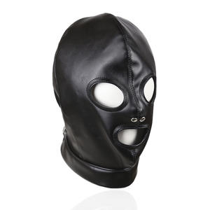PU Open <span class=keywords><strong>Mouth</strong></span> Eye Leder maske 3 Löcher Leder masken Leder Kopf bedeckung - Product Image 3