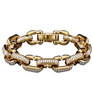 Gold Plated <b>Silver</b> Tennis <b>Bracelet</b> Link <b>Bangle</b> Micro Insert Diamond Freshwater Pearl Hip Hop Jewelry Men's Gift Orelia Luxe - Product Image 3