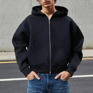 Felpa con Cappuccio YITE Personalizzata in Tessuto Tecnico 500gsm, Oversize, Corta, con <span class=keywords><strong>Zip</strong></span> Intera, Alta Qualità, 100% Cotone Pesante - Product Image 3