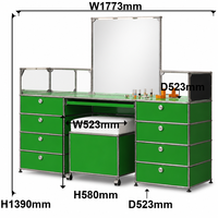 Ensemble de coiffeuse modulaire en métal avec miroir, bureau de maquillage pour chambre et salon, bureau en acier personnalisable en taille et couleur avec tabouret