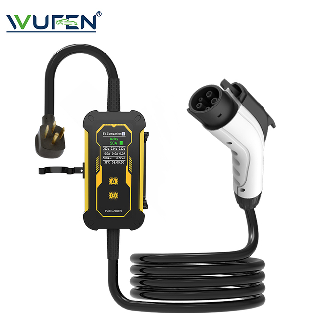 WUFEN New Level 2 EV Charger 50A Portable Type1 5M Cable Home EV Charging Station 240V NEMA 14-50 Plug All SAE J1772