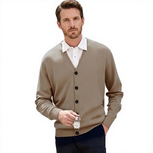 Cardigan pour homme à col en V, mélange laine et acrylique, manches longues, couleur unie, anti-boulochage, pour automne, printemps, hiver, style formel et décontracté, Full BD - Product Image 2