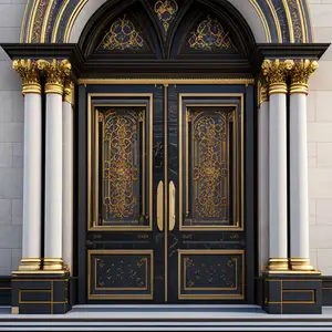 Американская Тиковая Роскошная внешняя входная дверь с витражными резными римскими колоннами, предназначенная для входа в виллу, деревянные двери