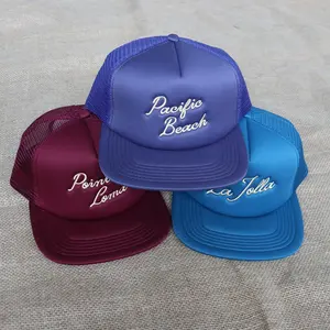 Hat supplier Custom wholesale letter embroidery fashion Trucker hats Flat brim hats popular shade small MOQ