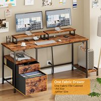 Bureau à domicile avec 2 supports pour moniteur et tiroir de rangement, table de jeu d'écriture avec étagères et 2 crochets pour chambre à coucher