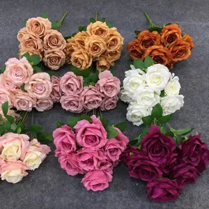 SZ04 Bunga Mawar Buatan Bunch Silk Bouquet Bunga Imitasi Bouquet Bunga Mawar Buatan Semak untuk Pernikahan Rumah