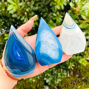 คริสตัลบำบัดทรงหยดน้ำสีน้ำเงิน บลูอาเกต ขัดเงา รูปทรงอิสระ สำหรับตกแต่งบ้าน ลดราคาพิเศษ - Product Image 1