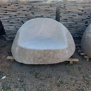 Banc de pierre de jardin en granit Antique Unibody de haute qualité banc sculpté naturel pour l'utilisation de parc galets et galets - Product Image 2