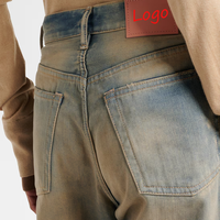 Jeans baggy en denim délavé personnalisé, style vintage, jambes larges, effet whisker, pantalon pour femmes, Y2K 2026, denim délavé irrégulier