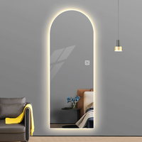 Vente directe d'usine - Miroir mural décoratif sans cadre en forme d'arche, miroir de corps entier à LED fonctionnant sur piles avec éclairage LED