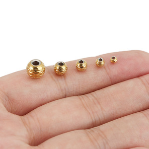 Fish Scale Round Beads Large Hole | 18K PVD Gold Plated Stainless Steel Textured <b>Spacer</b> for DIY Bracelet Necklace Jewelry - Product Image 4