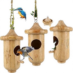 Baño para Pájaros Decorativo Vintage de Madera para Jardín, Estilo Antiguo con Hojas, Comedero para Pájaros Colgante de 19.5 cm de Diámetro - Product Image 4