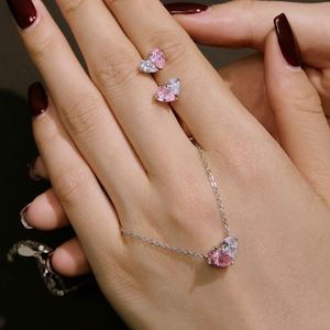 Dylam Tiny Luxurious S925 <b>Silver</b> 18K Gold Plated Double Stone Waterdrop Heart Shape 5A Zirconia Stud Earrings for Daily <b>Dress</b> up - Product Image 2