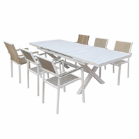 Table à manger extensible moderne pour l'extérieur, structure entièrement en aluminium, table à extension automatique pour jardin, patio, terrasse de villa