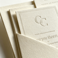 Invitations de mariage haut de gamme personnalisées en carton coton avec lettrage en relief, cartes postales, liste des invités et cartes de menu