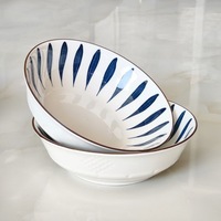 Bol en céramique japonais style pluie de météores, pour ramen domestique, grand bol à soupe, couleur sous glaçure, 8 pouces