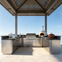 Meubles de cuisine extérieurs en acier inoxydable, cuisine modulaire personnalisée, îlot de cuisine pour villa et jardin, projet complet pour toute la maison, fournisseur OEM