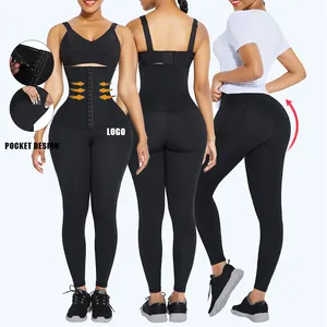 HEXIN Oem And Odm Service Fitness High Waisted Workout Leggings Enahncer Butt Lifter Pocket Design Waist Trainer Leggings