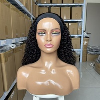 Perruques bandeau en gros, cheveux humains naturels, couleur naturelle, qualité 14A, bouclés Jerry, franges, densité 250%, cheveux de bébé, adaptées aux personnes noires