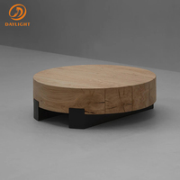 Table basse Ferly 2025, nouvelle collection, meubles de salon, style vintage, bois naturel, ronde ou ovale