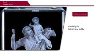 Vente en gros de haute qualité Jésus traverse la <span class=keywords><strong>rivière</strong></span> K9 Cube de cristal personnalisé gravé au laser 3d Photo Cube de cristal verre artisanat cadeau - Product Image 3