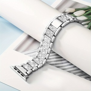 Correa de Lujo para Reloj IWatch <span class=keywords><strong>Serie</strong></span> 10 9 <span class=keywords><strong>8</strong></span> 7 SE Ultra 2, Brazalete de Acero Inoxidable Brillante con Diamantes - Product Image 4