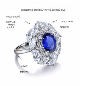 แหวนแฟชั่นทุกแบบ เครื่องประดับพลอยสีน้ำเงินและทับทิมที่เพาะเลี้ยงในห้องปฏิบัติการ - Product Image 6