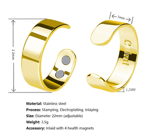 새로운 바이오 마그네틱 링 테라피 클래식 316L 스테인레스 스틸 안티 코골이 링 개인 건강 체중 조절 웨딩 쥬얼리 - Product Image 3