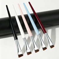 Pinceau à sourcils biseauté de précision avec manche noir personnalisé et tube doré, pinceau à lèvres, outil de maquillage