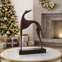 Sculpture d'art rouge sur base en marbre, statue d'animal moderne de luxe, ornement décoratif de bureau, artisanat en métal fait main, cadeau
