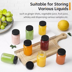 Miệng rộng leakproof 2 oz Glass Shot mini chai với nắp đậy màu đen nhỏ rõ ràng Jar cho gừng, chăm sóc sức khỏe bắn, nước trái cây - Product Image 3