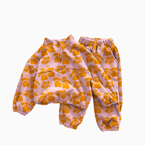 Otoño <span class=keywords><strong>Invierno</strong></span> niña niños de doble cara de lana Stand-Collar conjunto de ropa deportiva con cremallera Hawaii patrón Casual niños niñas trajes - Product Image 5