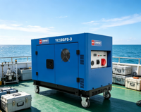 Groupe électrogène diesel silencieux 0 kW, 11 kW max, moteur V-Twin 997 cm³ YC10GFS-3, portable, AVR, grand réservoir 25 L, 230 V 400 V 50 Hz