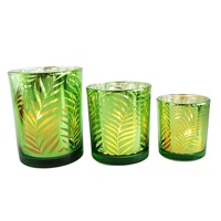 Bougeoirs en verre à gravure laser 20oz feuille de palmier vert résistant à la chaleur