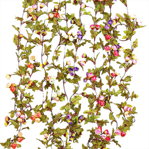 Guirlandes de roses artificielles Hanxi 200 cm, fleurs en soie multicolores, décoration murale pour mariage - Product Image 5