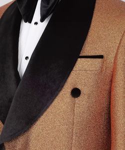 Ensemble de blazer slim fit en <span class=keywords><strong>velours</strong></span> <span class=keywords><strong>marron</strong></span> à double boutonnage pour hommes, mariage et affaires, vente en gros en usine de costumes de bureau - Product Image 5