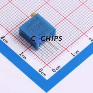 Resistencia Ajustable/Potenciómetro 3296W-1-204LF, Componente de Orificio Pasante (THT)-3P, 9.5x4.9mm, Resistencia de 200kOhm, 10%, 500mW, 250ppm ℃ - Product Image 1