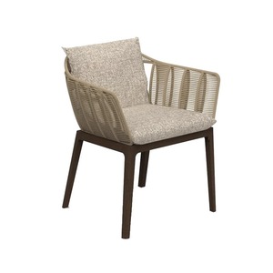 Ensemble de chaises de jardin rectangulaires contemporaines en rotin et bois massif, durables, imperméables et résistantes au soleil - Product Image 4