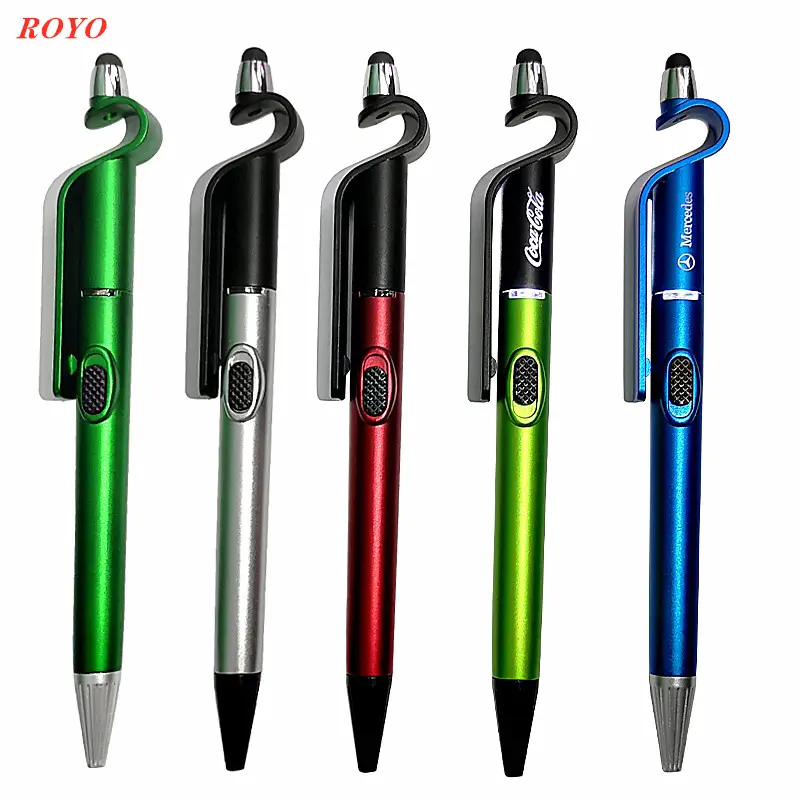 Multi-functional 6 in 1 Tool Pens With Phone Holder Stylus Touch Ballpoint Pen With Led Light And Screwdrivers Custom Logo Pens