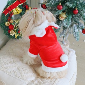 Cross-border popular <b>Christmas</b> cute red velvet bunny ear coat, <b>Christmas</b> elf warm coat, funny dog clothes - Product Image 1