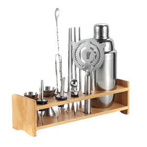 Wooden Cocktail Tool Organizer Rectangular With Circular Cutouts Standing Type <b>Portable</b> <b>Bar</b> Counter Storage Rack - Product Image 3