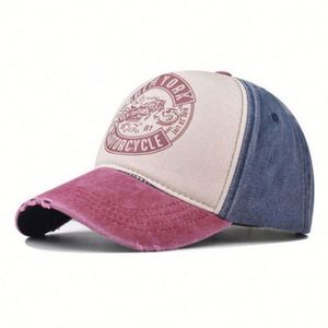 Casquette de baseball unisexe en denim délavé bicolore, style urbain, avec impression en relief et boucle métallique, vente en gros par fournisseur chinois - Product Image 3