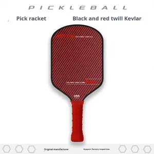 Raquetas de Pickleball Deportivas de Fibra de Carbono de Alta Calidad en Tejido Twill de Kevlar Negro y Rojo Desde 2025 - Product Image 3