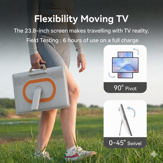 23.8" Portable Smart TV Android 13 EDLA Certified 8GB+128GB IPS Touchscreen 1080p with Camera for Classroom & Office
