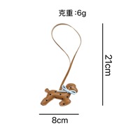 Décoration de sac rétro en cuir, nœud à pois en forme de cœur, pendentif chien tacheté, porte-clés long en cuir