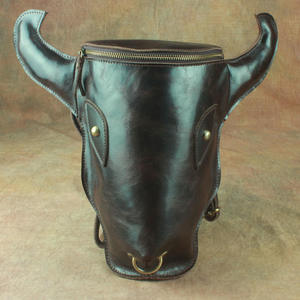 Mochila de Cuero Crazy Horse Retro Andong, Estilo Simple con Cabeza de Toro, de Cuero Vacuno Genuino, para Motocicleta, para Hombre y Mujer - Product Image 6
