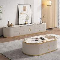 Support de télévision et table basse en bois marbré de luxe moderne haut de gamme pour l'intérieur Console de salon Design de meubles flottants
